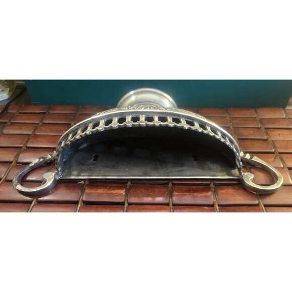 Vintage Urn w/ Floral Pattern Wall Vase Silvertone Solid Brass 12.25"x6.25" - Picture 4 of 5